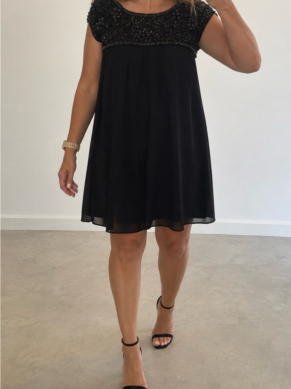 Alice + Olivia Black Beaded Mini Dress